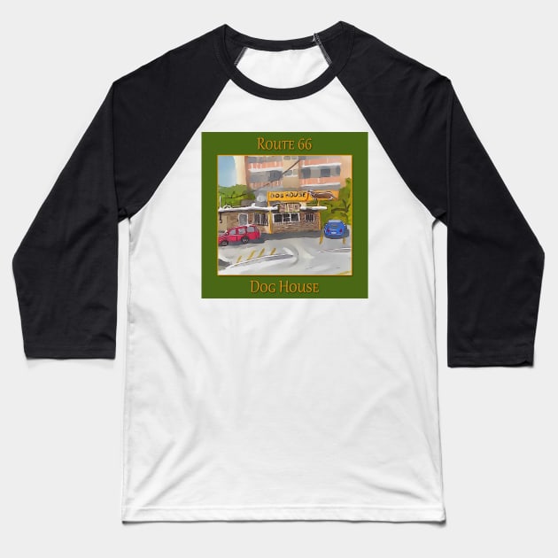 The Dog House on Route 66, in Albuquerque New Mexico Baseball T-Shirt by WelshDesigns